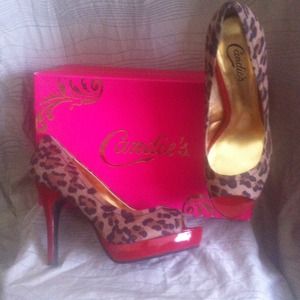 Red & Leopard Print Platform Heels