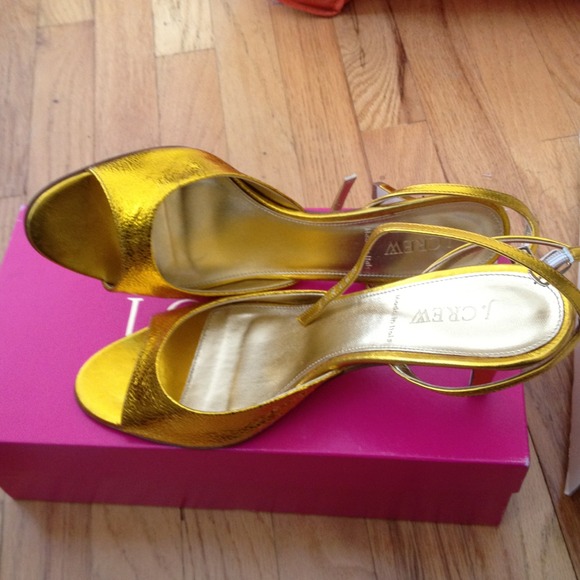 JCrew Alessandra Metallic Peep Toe Heels