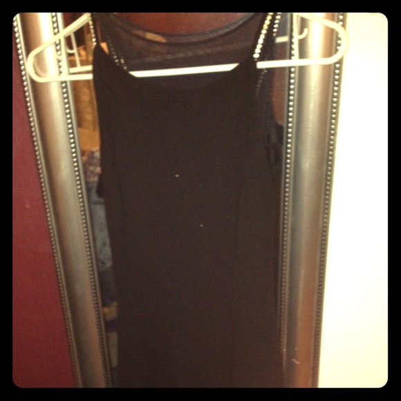 Black cocktail dress jeweled straps sheer back
