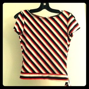 Striped boat neck top
