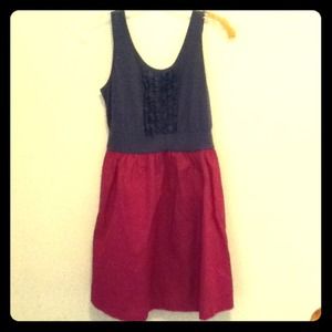 magenta and gray ruffled dress