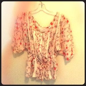 GUESS pink and cream floral print shirt