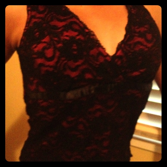 Floral black lace with hot pink accents