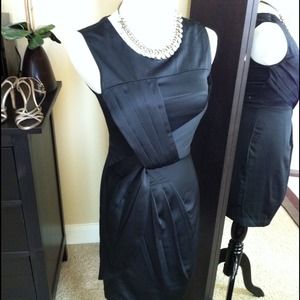 Black silky dress with pleat detail