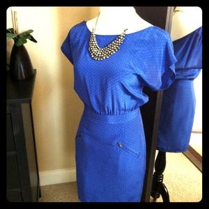 Reserved! Retro-style royal blue polka dot dress