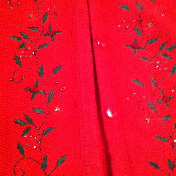 Red button up Christmas sweater. - Picture 2 of 2