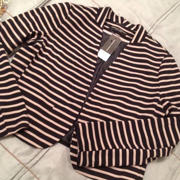 Dorothy Perkins Navy/stone stripe ponti jacket