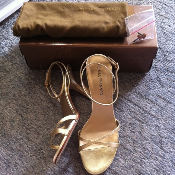 Gold ankle strap heels