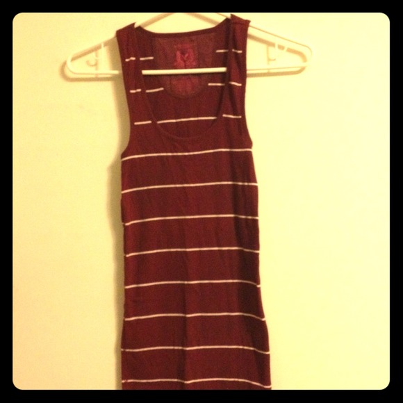 American Eagle Outfitters Striped Burgundy Tank Top Size Small - Picture 1 of 3
