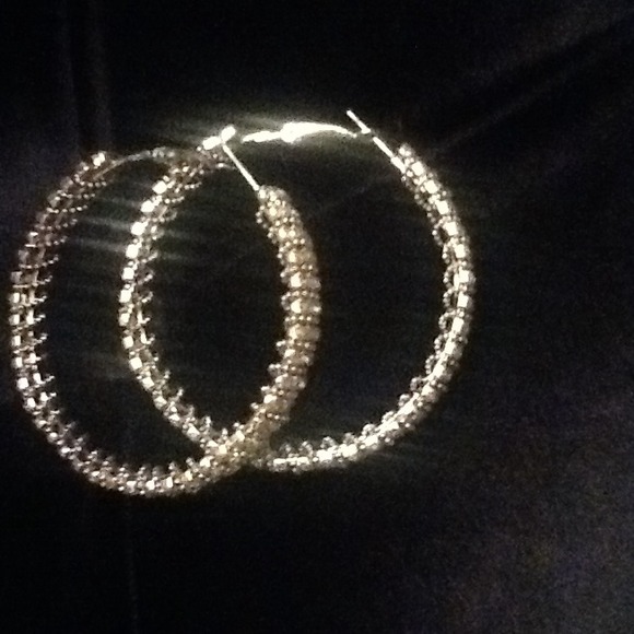 Blinged out, crystal hoop earrings - Picture 1 of 4