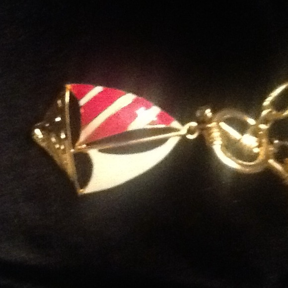 -reduced- Pink and white enamel sailboat necklace