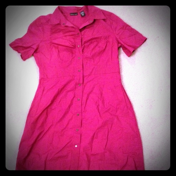 Dark Pink Button Up Dress