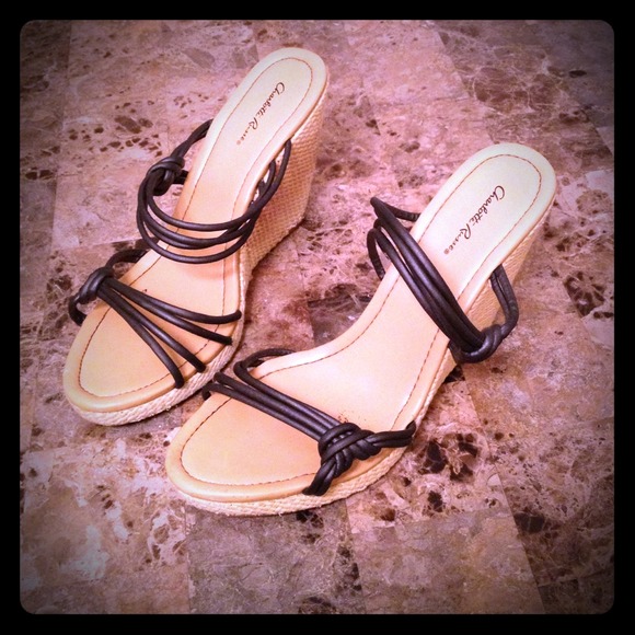 Brown and tan wedges