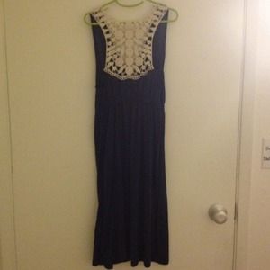 Navy blue crochet back dress