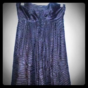 Black zebra patterned strapless dress