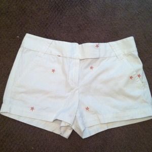 JCrew white chino short with pink starfish