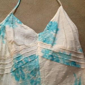 Cream and Blue Halter Dress