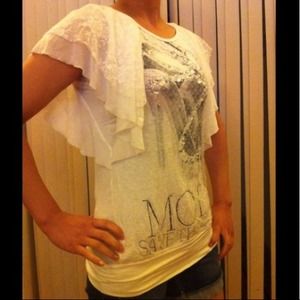 Sexy cute lace shoulder top