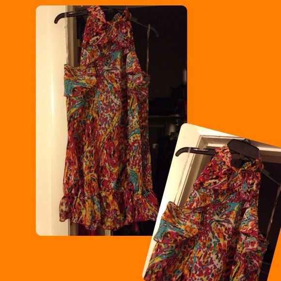 🌸RESERVED Pink & Yellow Ruffle Top /Yellow Belt