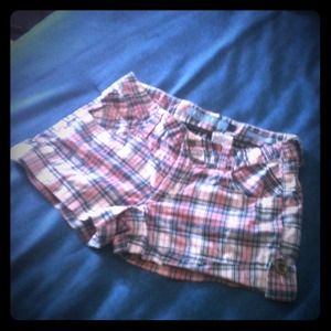 Pink & blue plaid shorts