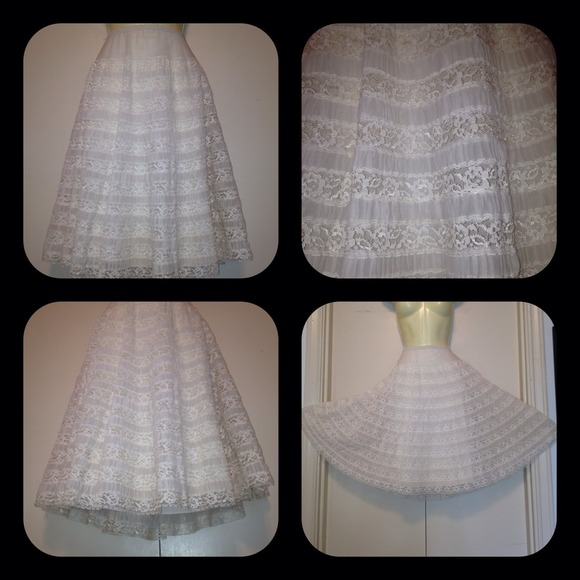 SOLD !! 1950's vintage multi tiered crinoline slip