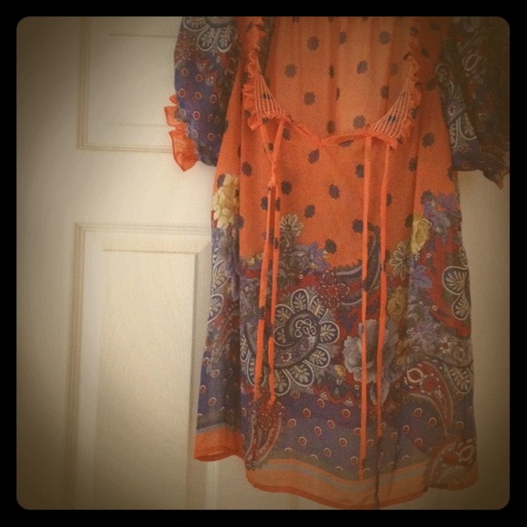 Paisley orange blouse XL