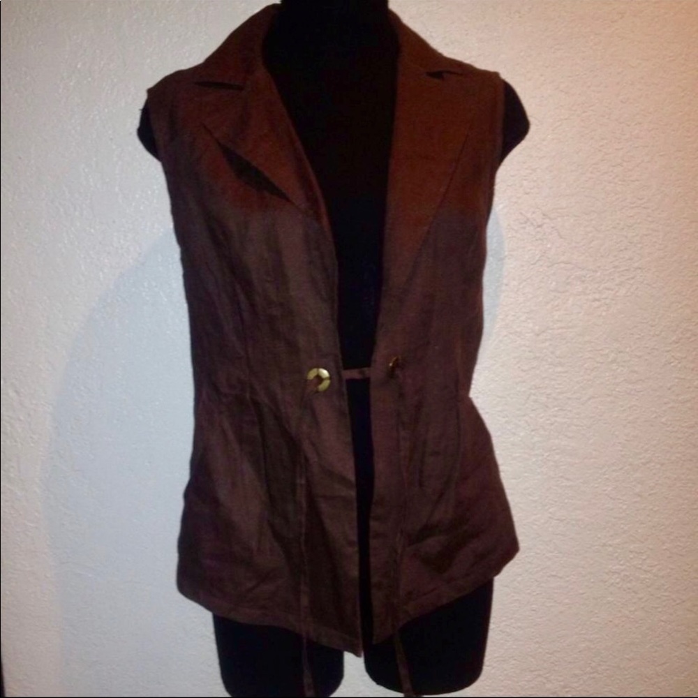 Kenar  brown linen vest