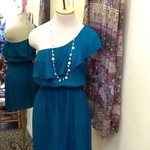 Dresses & Skirts - 🌀 Turquoise One Shoulder Ruffle Dress Dresses & Skirts - 🌀 Turquoise One Shoulder Ruffle Dress