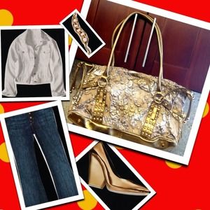 The Find New Leather Metallic Large Tote