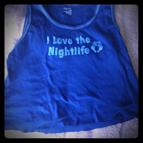 Blue "night owl" crop top