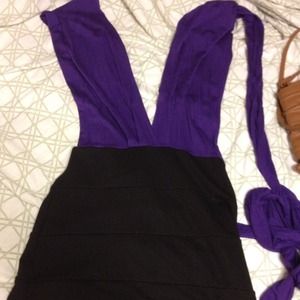Purple and black dress.. Cotton wrap around