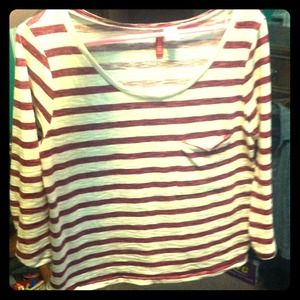 Red an white striped long sleeve shirt