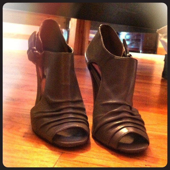 Grey peep toe booties