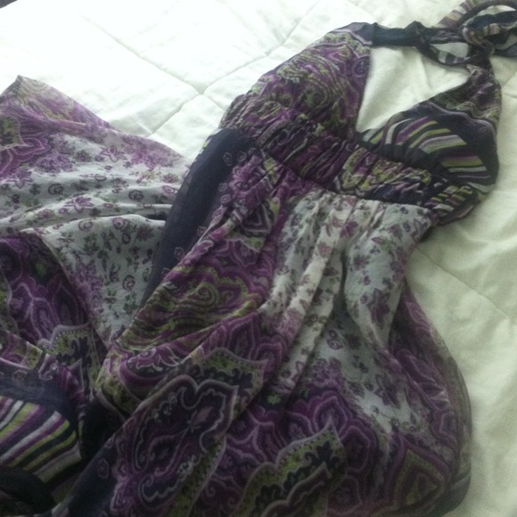 Purple floral/paisley maxi dress