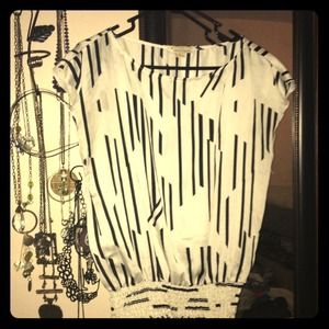 Forever 21 white top with black stripes