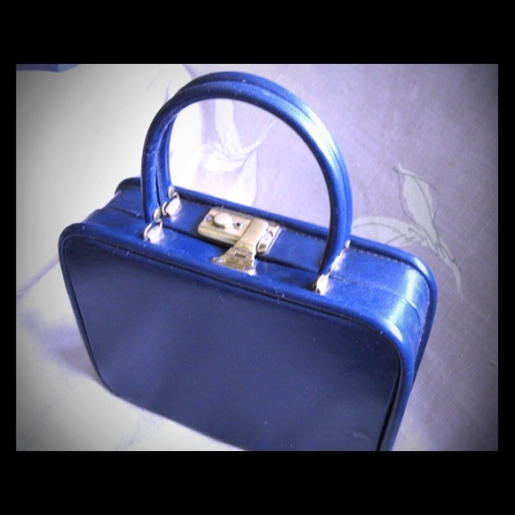 1970's Navy Blue leather hand bag