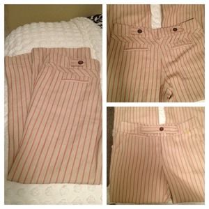 elevenses Pants - Red/Cream Pinstripe Anthro Linen Dress Pants elevenses Pants - Red/Cream Pinstripe Anthro Linen Dress Pants