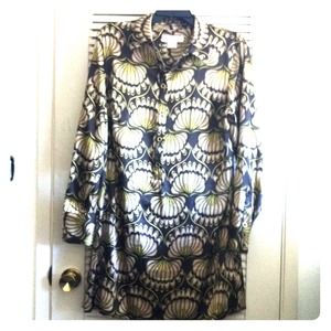 Satin lotus print tunic/mini dress
