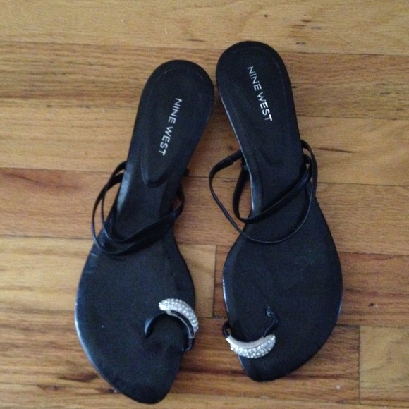Nine West kitten heel jeweled thong sandal