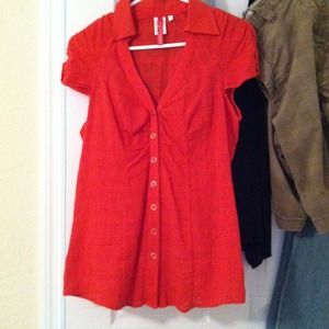Red dressy top.