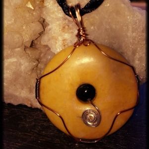Sold..Yellow agate Wire wrap