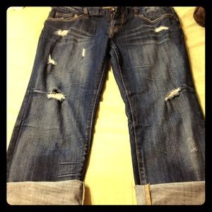 Frayed, blue jean capris