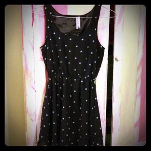 Short navy blue polka dot dress
