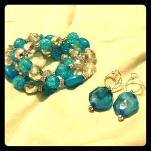 Blue and silver bracelet AND earrings
