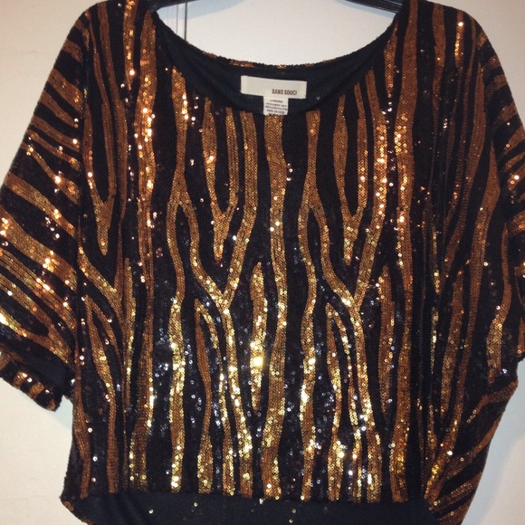 Zebra sequined top