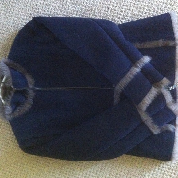 Suede black jacket/ brown fur lining