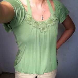 Light green floral detail shit.