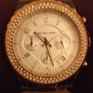 Clear and rose gold MK watch