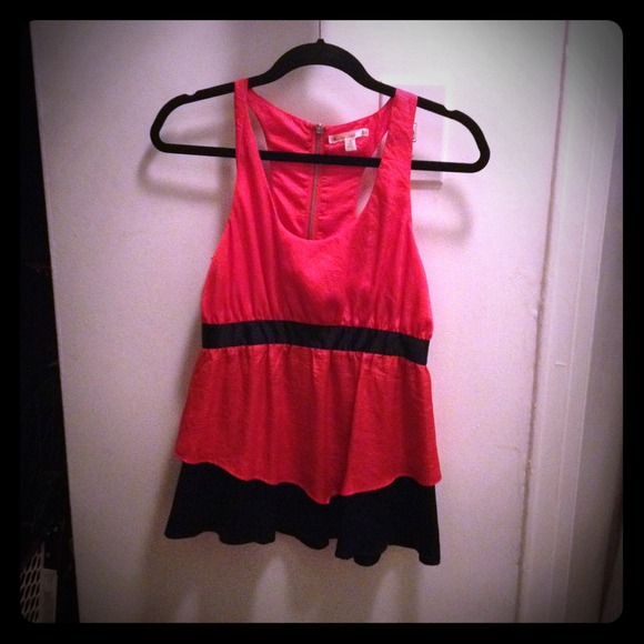 Red and navy tank with back 3/4 zipper, size small