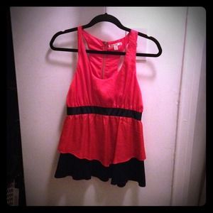 Red and navy tank with back 3/4 zipper, size small